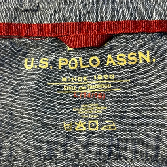 U.S. Polo Association Boys Size L (14/16) long sleeve up down denim shirt. - Picture 4 of 8